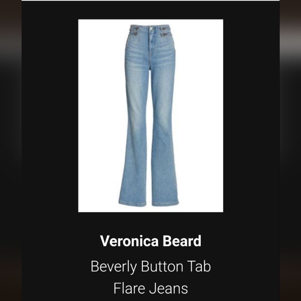Veronica Beard Beverly Button Tab High Rise Flare Jeans Size 28